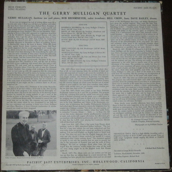 Gerry Mulligan Quartet - Recorded In Boston At Storyville (LP) [US] 1st (Very Good Plus (VG+))