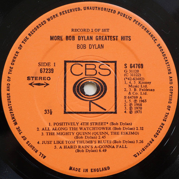 Bob Dylan - More Bob Dylan Greatest Hits (LP) [UK] 1st (Very Good Plus (VG+))