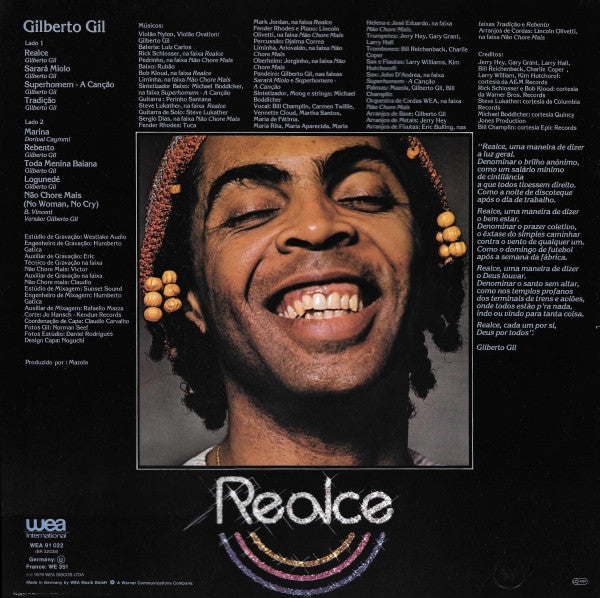 Gilberto Gil - Realce (LP) [Germany] RP (Near Mint (NM or M-))