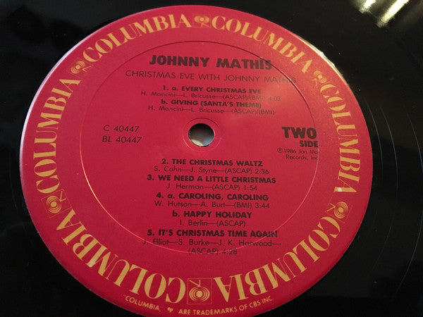 Johnny Mathis - Christmas Eve With Johnny Mathis (LP) [US] 1st (Near Mint (NM or M-))