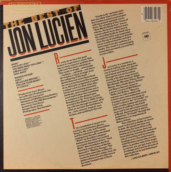 Jon Lucien - The Best Of (LP) [US] (Near Mint (NM or M-))