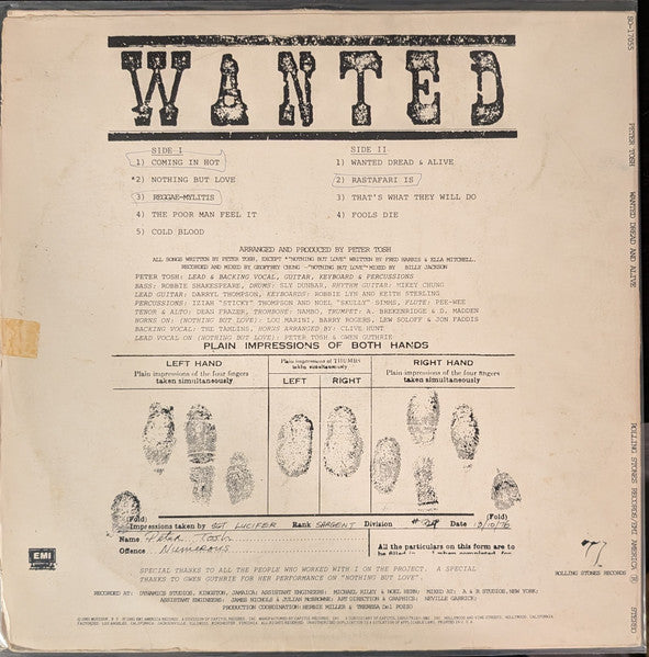 Peter Tosh - Wanted Dread & Alive (1981 LP)