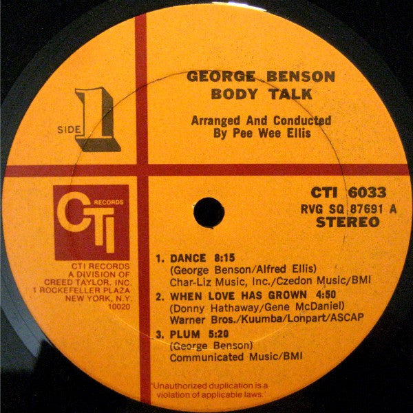 George Benson - Body Talk (LP) [US] 1st (Near Mint (NM or M-))