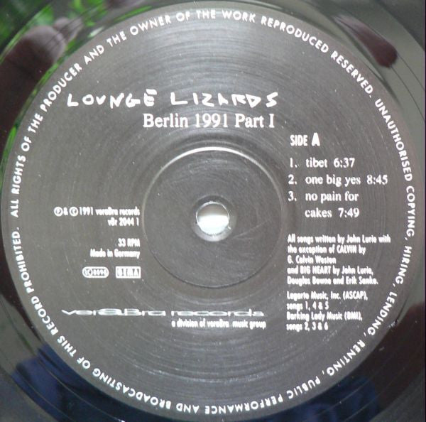 Lounge Lizards - Berlin 1991 Part I (LP) [Germany] 1st (Near Mint (NM or M-))
