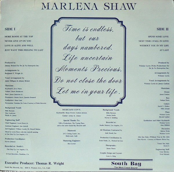 Marlena Shaw - Let Me In Your Life (LP) [US] 1st (Near Mint (NM or M-))
