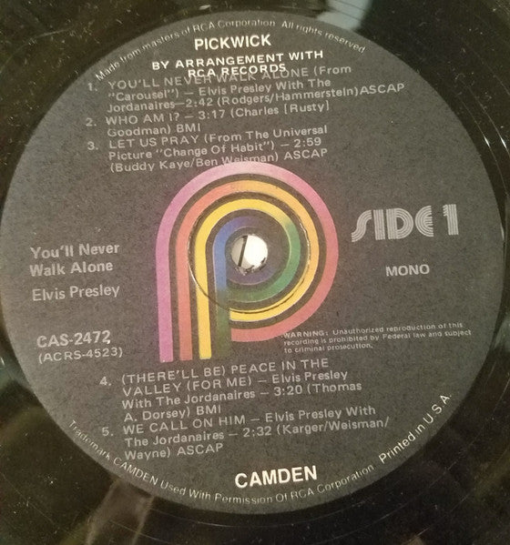 Elvis Presley - You'll Never Walk Alone (LP) [US] 1977 RP (Near Mint (NM or M-))