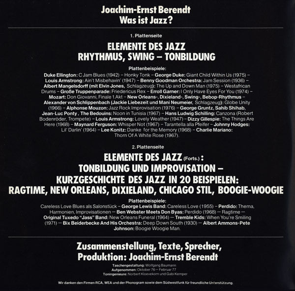 Joachim Ernst Berendt - Was Ist Jazz? (LP) [Germany] 1st (Very Good Plus (VG+))