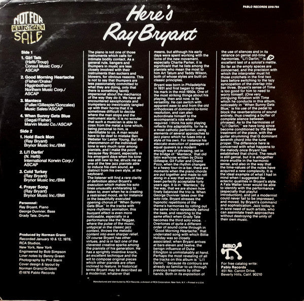 Ray Bryant - Here's Ray Bryant (LP) [US] 1st (Very Good Plus (VG+))