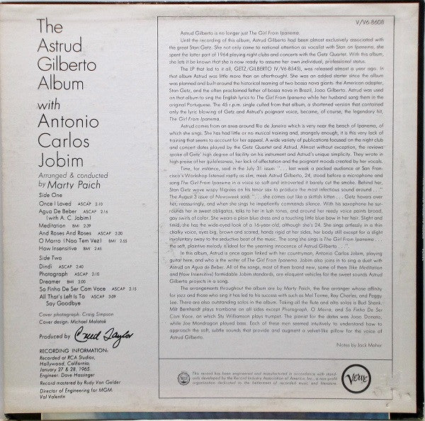 Astrud Gilberto - The Astrud Gilberto Album (LP) [US] 1st (Very Good Plus (VG+))