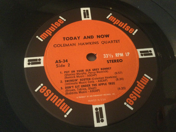 Coleman Hawkins Quartet - Today And Now (LP) [US] 1st (Very Good Plus (VG+))