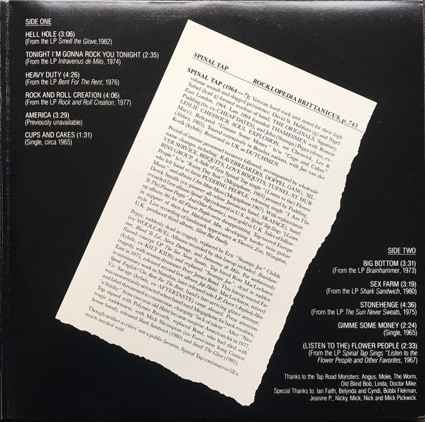 Spinal Tap - Spinal Tap (From The Original Motion Picture Soundtrack "This Is Spinal Tap", An Embassy Pictures Release) (LP) [US] 1st