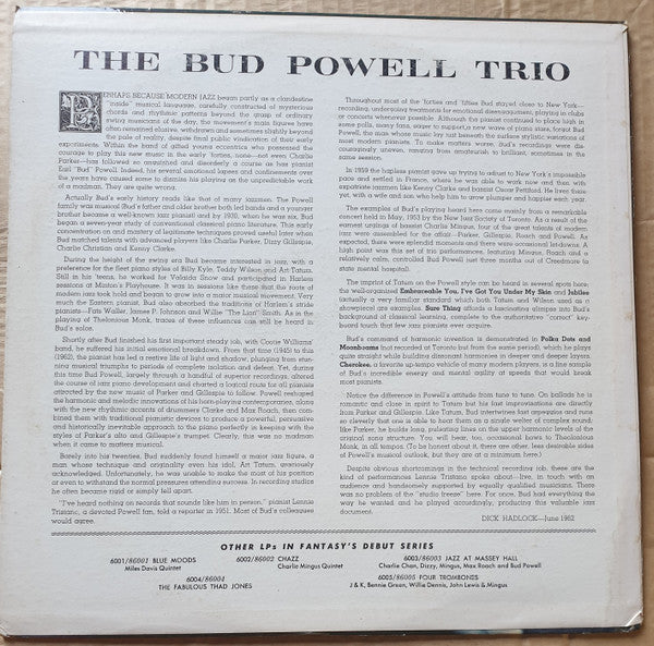 The Bud Powell Trio - The Bud Powell Trio (LP) [US] 1962 RP (Very Good Plus (VG+))