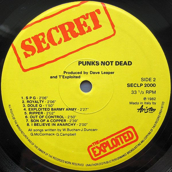 The Exploited - Punks Not Dead (LP) [Italy] 1st