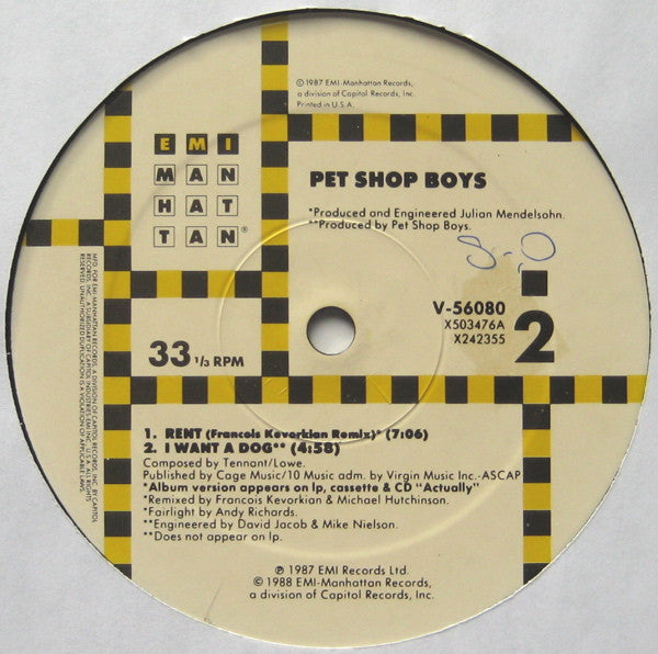 Pet Shop Boys - What Have I Done To Deserve This? / Rent (12") [US] 1st (Near Mint (NM or M-))