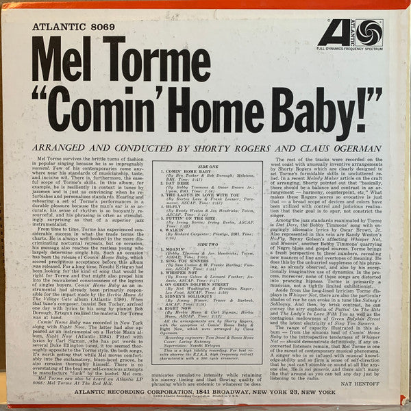 Mel Tormé - Comin' Home Baby! (LP) [US] 1st (Near Mint (NM or M-))