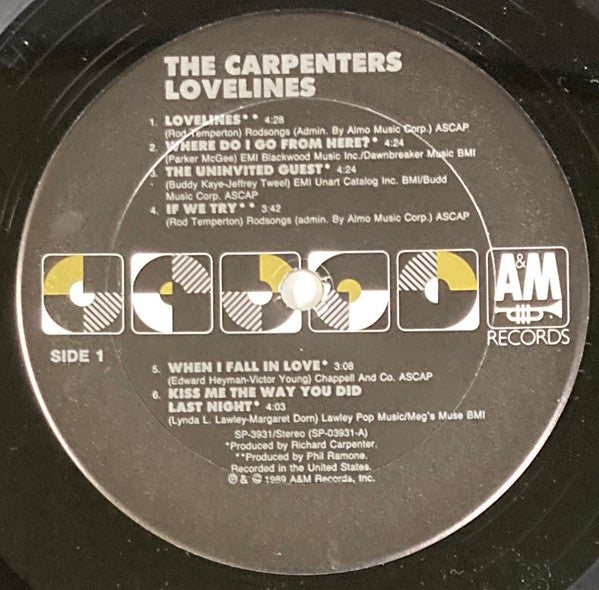 Carpenters - Lovelines (LP) [US] 1st (Near Mint (NM or M-))