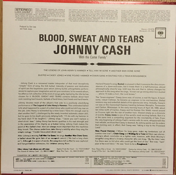 Johnny Cash - Blood, Sweat And Tears (1965 US Press)