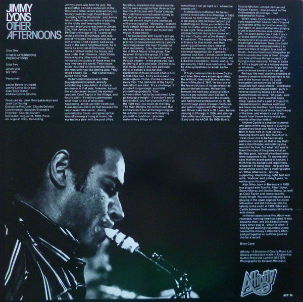 Jimmy Lyons (2) - Other Afternoons (LP) [UK] 1979 RP