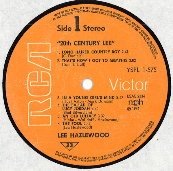 Lee Hazlewood - 20th Century Lee (LP) [Sweden] 1st
