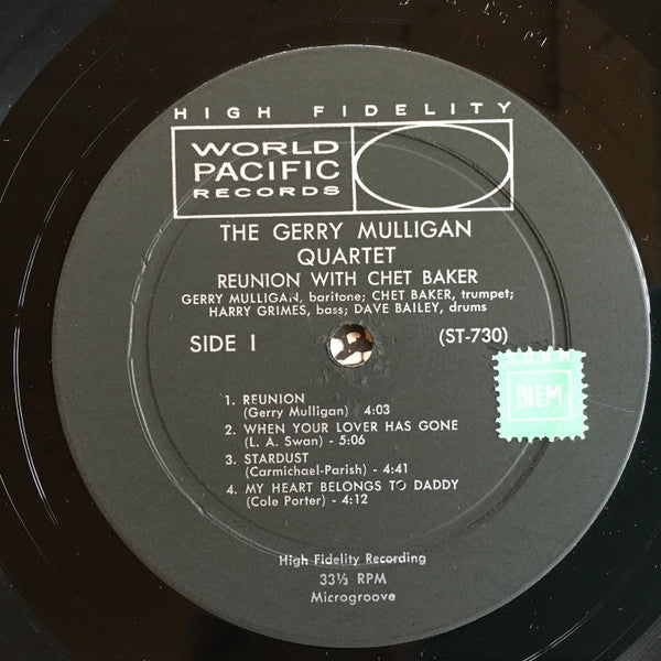 Gerry Mulligan Quartet - Reunion With Chet Baker (LP) [US] 1st (Very Good Plus (VG+))