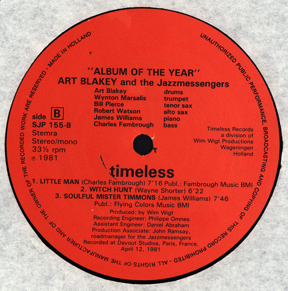 Art Blakey & The Jazz Messengers - Album Of The Year (LP) [Netherlands] 1st (Very Good Plus (VG+))