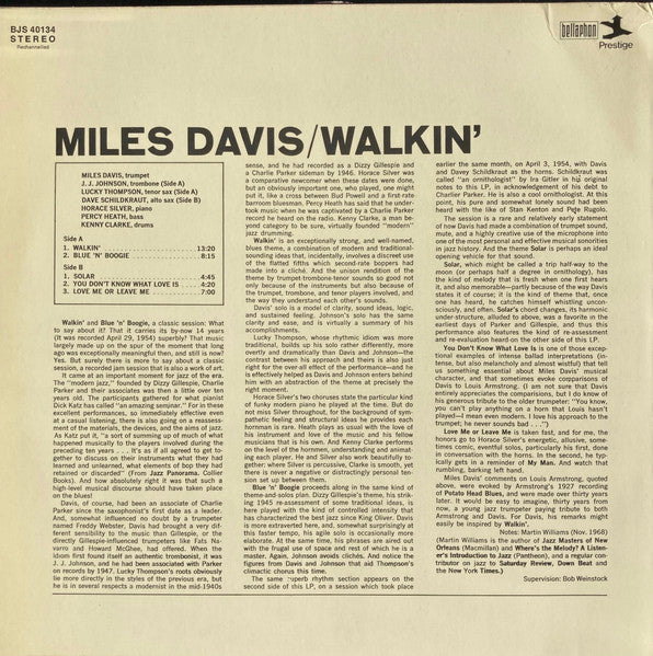 Miles Davis - Walkin' (LP) [Germany] RP (Near Mint (NM or M-))