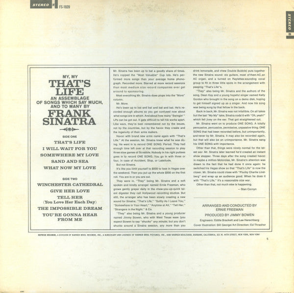 Frank Sinatra - That's Life (LP) [US] 1st (Very Good Plus (VG+))