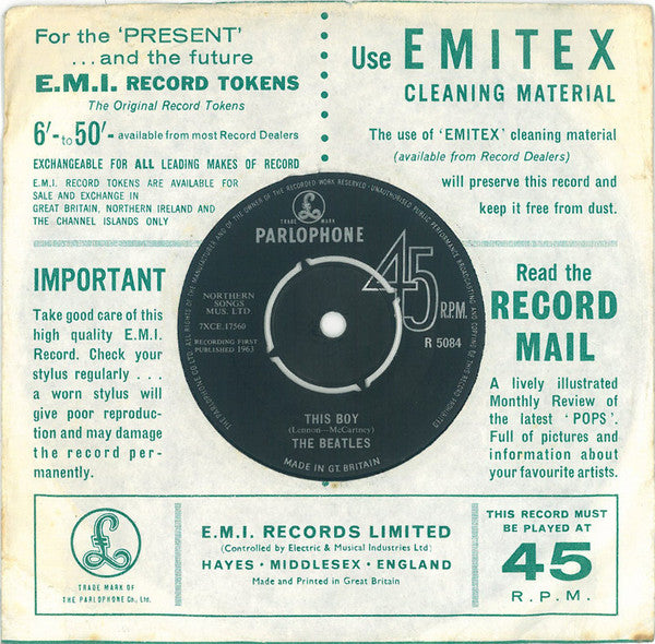 The Beatles - I Want To Hold Your Hand (7", Single) [UK] 1st (Very Good Plus (VG+))