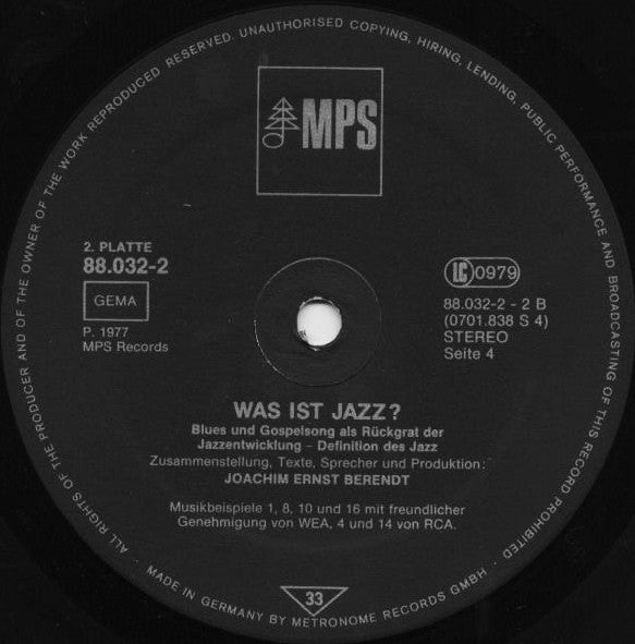Joachim Ernst Berendt - Was Ist Jazz? (LP) [Germany] 1st (Very Good Plus (VG+))