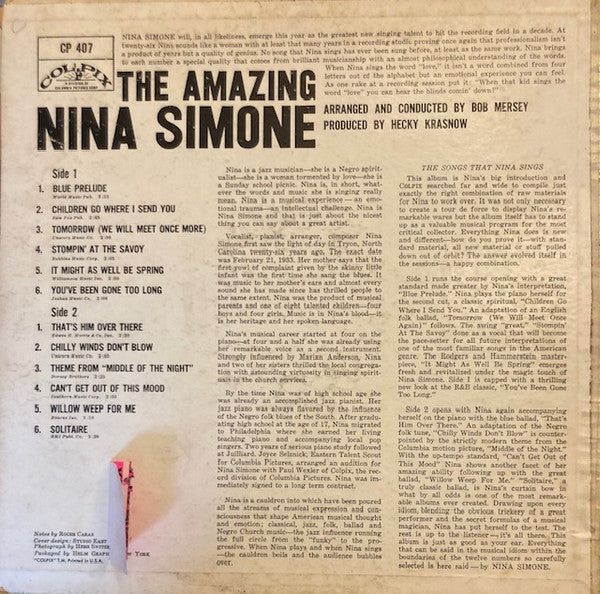 Nina Simone - The Amazing Nina Simone (LP) [US] 1959 RP (Very Good Plus (VG+))