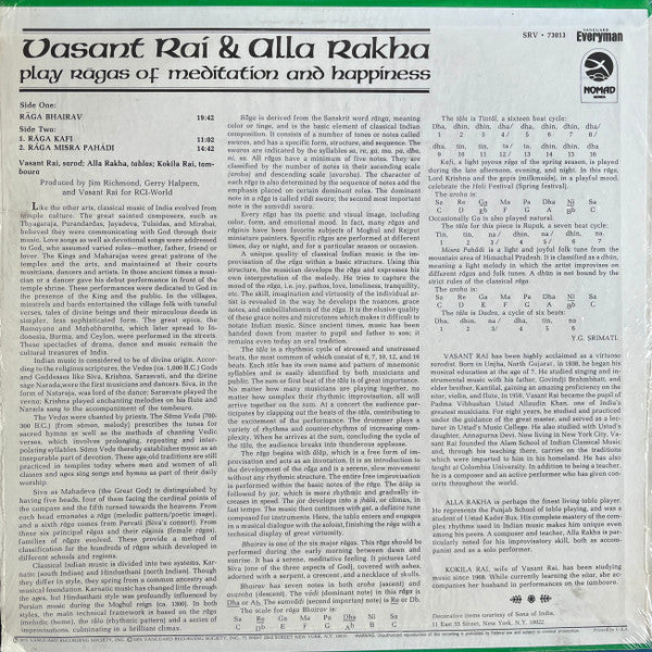 Vasant Rai - Play Ragas Of Meditation And Happiness (LP) [US] 1st (Very Good Plus (VG+))