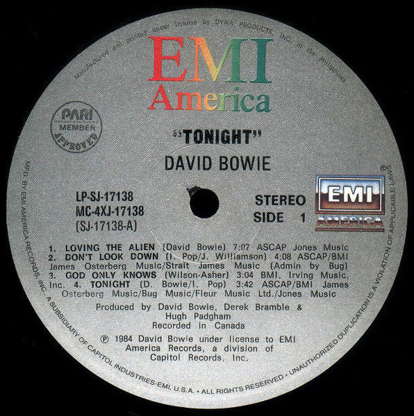 David Bowie - Tonight (LP) [Philippines] 1st (Near Mint (NM or M-))