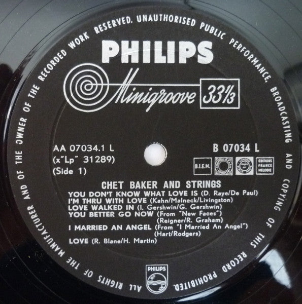 Chet Baker - Chet Baker With Strings (LP) [Netherlands] 1st (Very Good Plus (VG+))