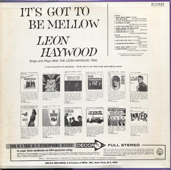 Leon Haywood - It's Got To Be Mellow (1968 US Press)