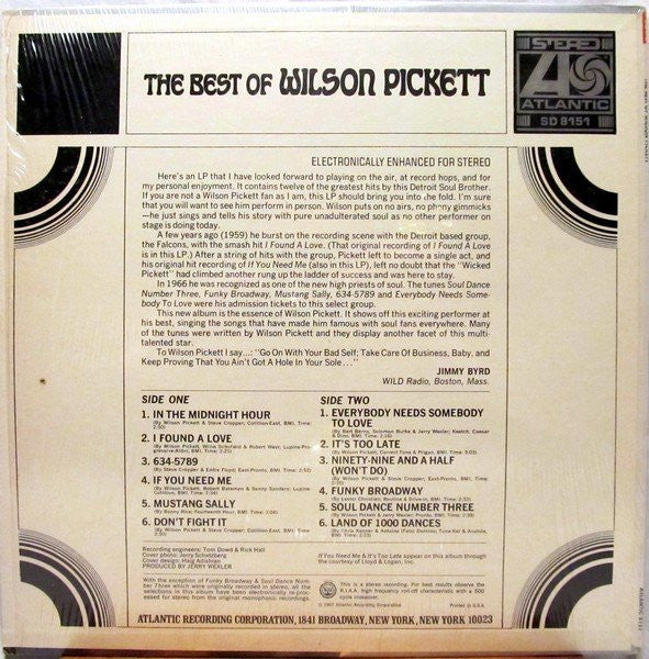 Wilson Pickett - The Best Of Wilson Pickett (LP) [US] 1st (Very Good Plus (VG+))