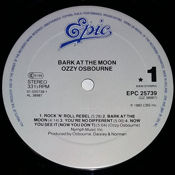 Ozzy Osbourne - Bark At The Moon (LP) [Europe] RP