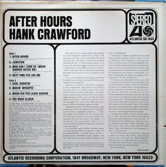 Hank Crawford - After Hours (LP) [US] RP (Very Good Plus (VG+))