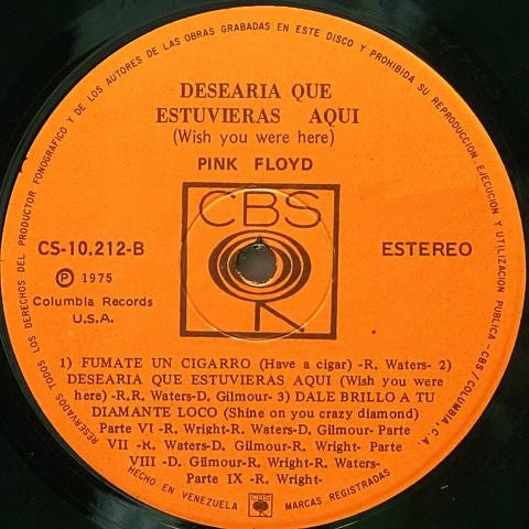 Pink Floyd - Wish You Were Here (1975 Venezuelan Pewaa)