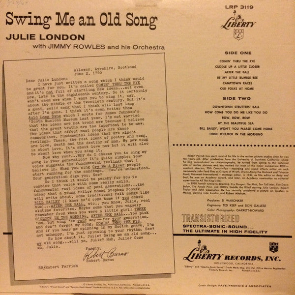 Julie London - Swing Me An Old Song (1959 MONO)