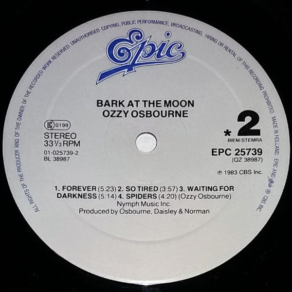Ozzy Osbourne - Bark At The Moon (LP) [Europe] RP