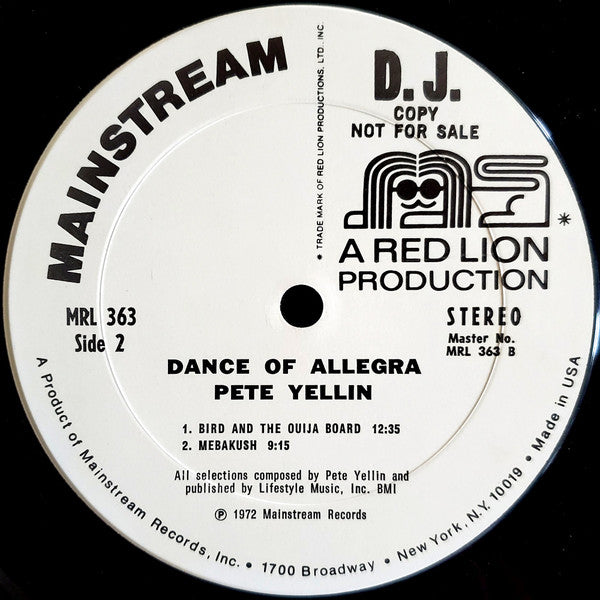 Peter Yellin - Dance Of Allegra (LP) [US] 1st (Very Good Plus (VG+))