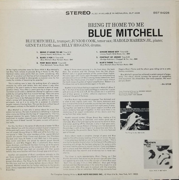 Blue Mitchell - Bring It Home To Me (LP) [US] 1st (Very Good Plus (VG+))