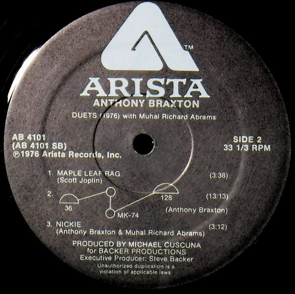 Anthony Braxton - Duets 1976 (LP) [US] 1976 RP