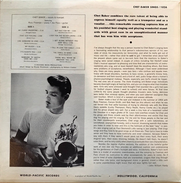Chet Baker - Chet Baker Sings (LP) [US] RP (Very Good Plus (VG+))