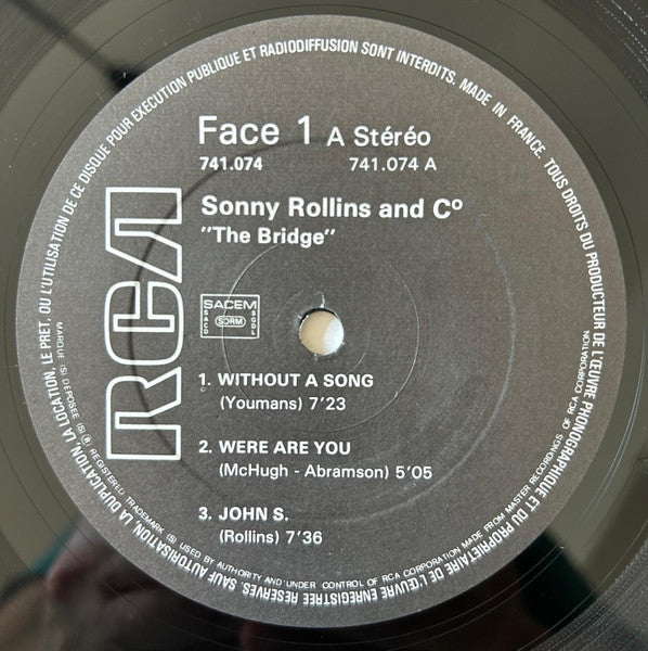 Sonny Rollins - Vol 1: "The Bridge" / Vol 2: With Coleman Hawkins "Sonny Meets Hawk!" (LP) [France] 1st (Very Good Plus (VG+))