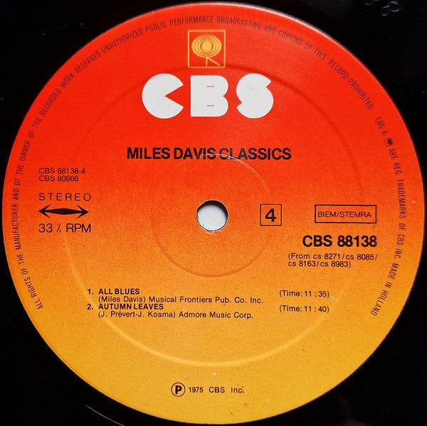 Miles Davis - Classics (LP) [Europe] RP (Very Good Plus (VG+))
