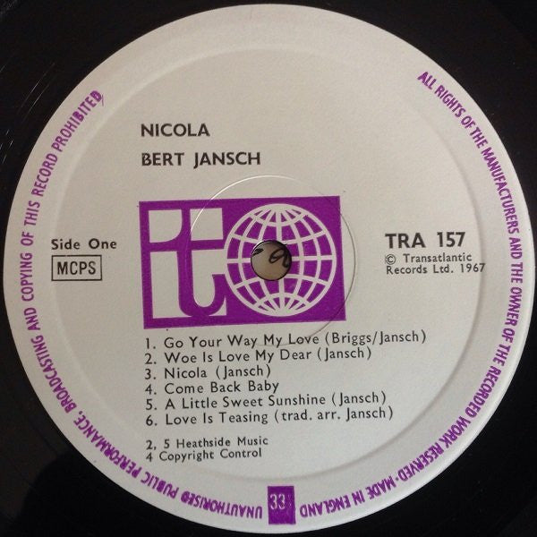 Bert Jansch - Nicola (LP) [UK] 1st (Very Good Plus (VG+))