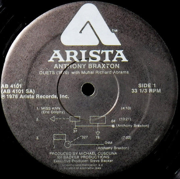 Anthony Braxton - Duets 1976 (LP) [US] 1976 RP