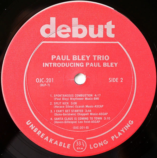 Paul Bley - Introducing Paul Bley (LP) [US] 1985 RP