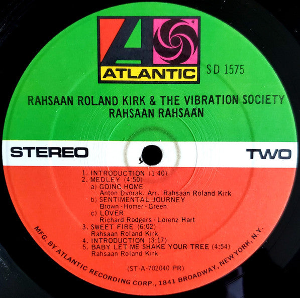 Rahsaan Roland Kirk & The Vibration Society - Rahsaan Rahsaan (LP) [US] 1st (Very Good Plus (VG+))